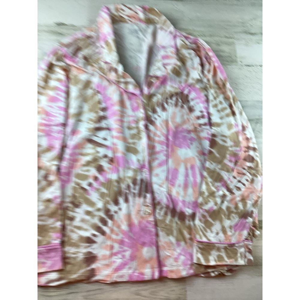 Lands' End Plus Sz 2x Womens Tye Dye Colorful Long Sleeve PJ Outfit